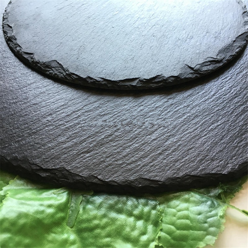 Round Flat Natural Slate Plate