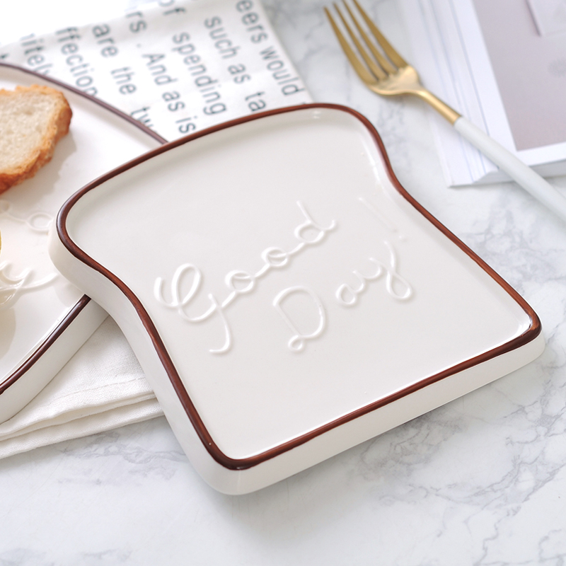 Good Day Toast Shaped Porcelain Plate