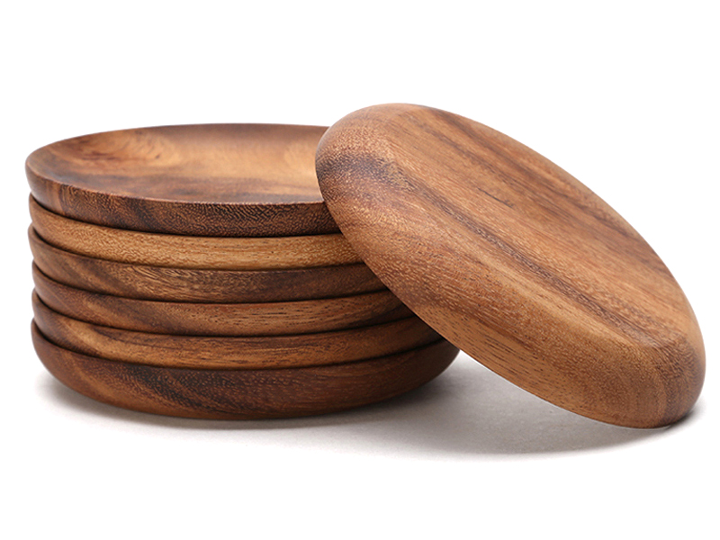 Wooden Round Shaped Dishes 2 pcs Set