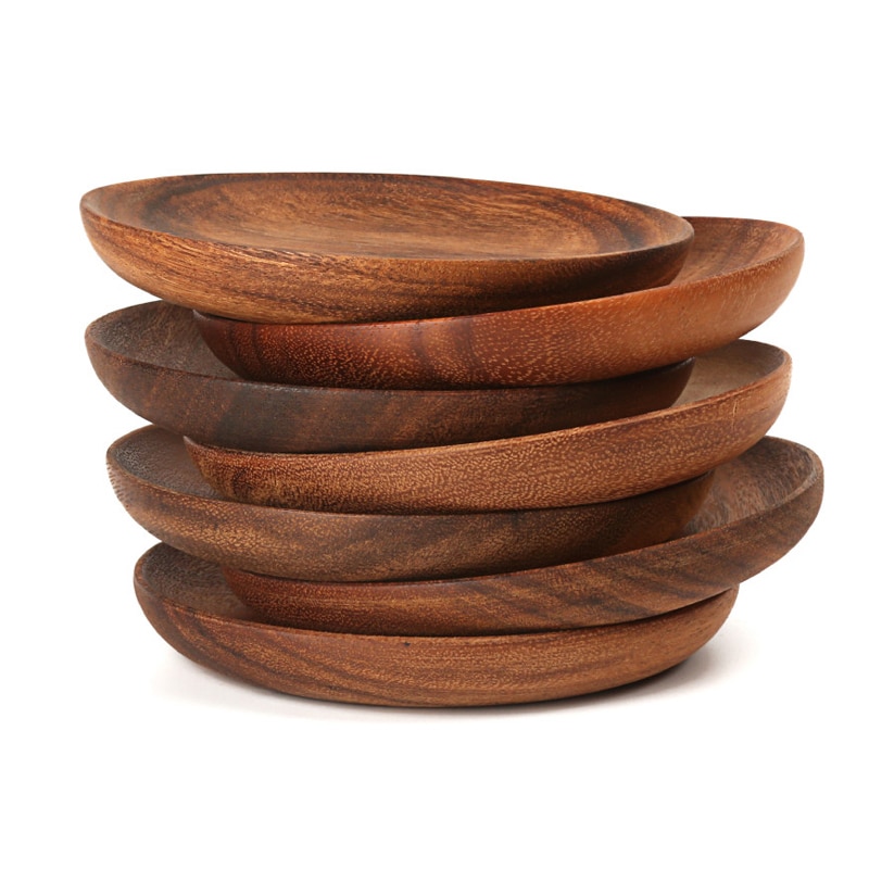 Wooden Round Shaped Dishes 2 pcs Set