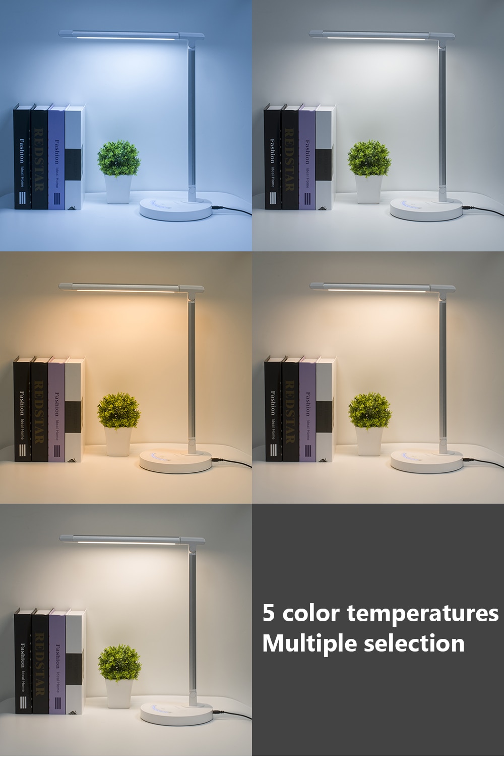 Modern White Aluminum Desk Lamp with Touch Control